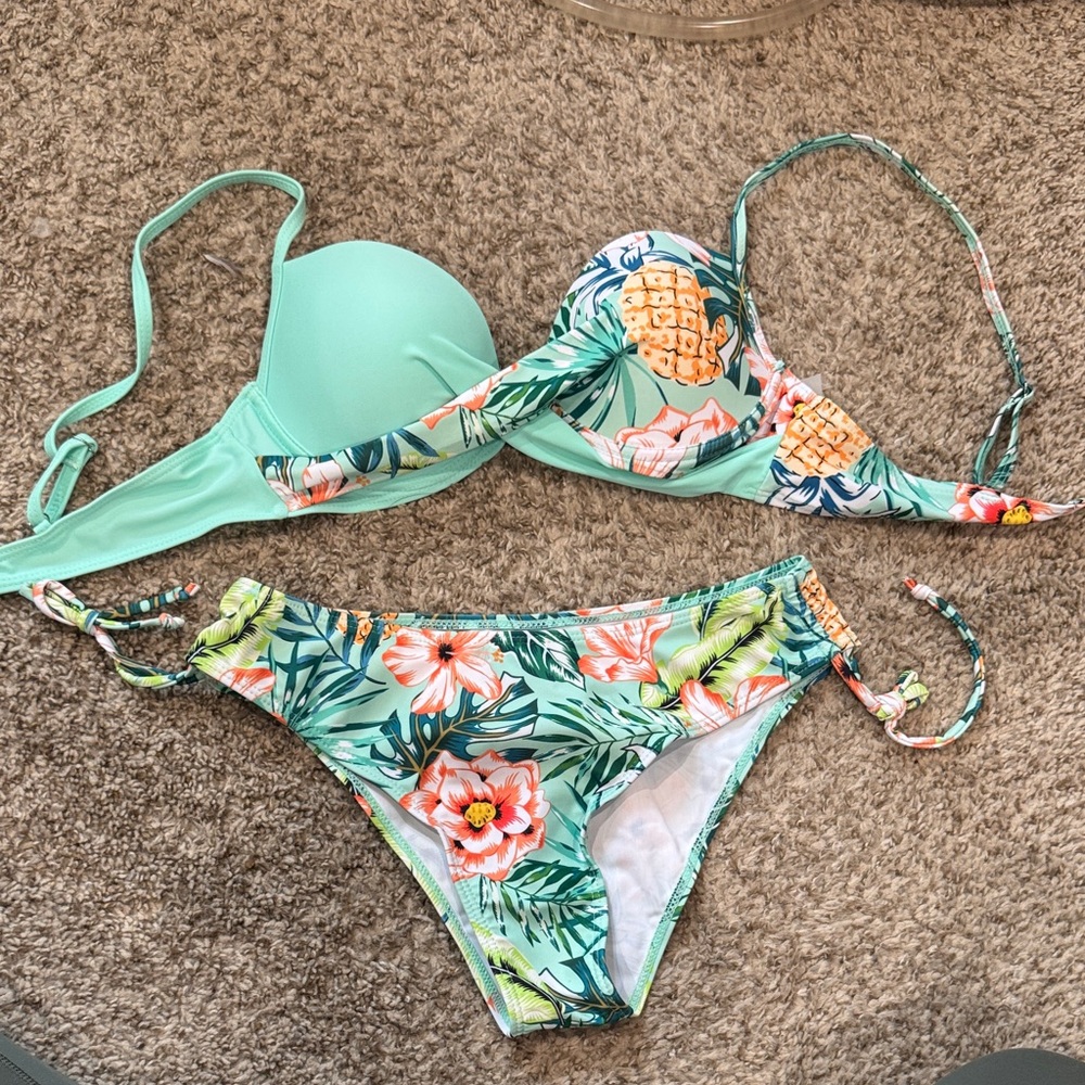 SHEIN Mint Green Floral Bikini